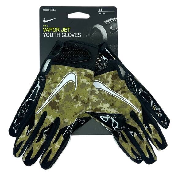 NWT Nike Vapor 6.0 Jet Football Gloves NFL Logo Salute To Service Camo Youth Med - Picture 3 of 7